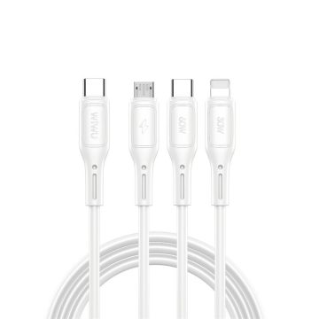   WiWU - Starlink Series Data Cable Wi-046E 3w1 USB C to USB C, Micro USB, Lightning 60W 1m - white