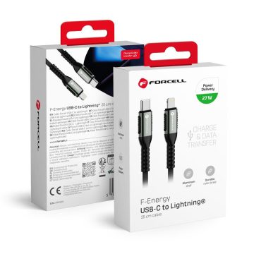   Cable USB C to Lightning Forcell F-Energy PD 3A 27W Cafule 0,25 m C259 black
