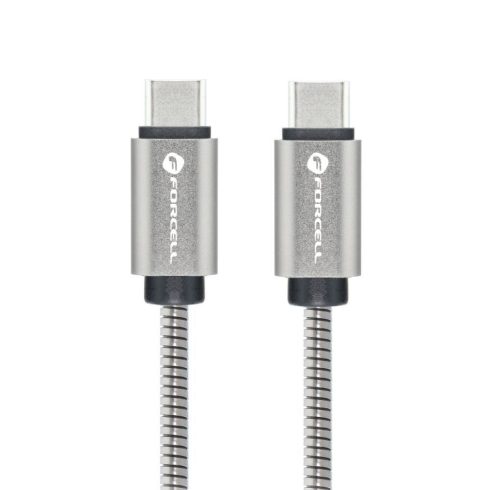 Kábel USB C – USB C Forcell F-Energy QC4.0 PD 3A 66W Fém 2 m C237 ezüst