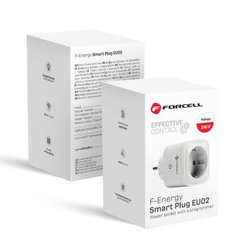   FORCELL F-ENERGY EU02 Smart Plug 230V WiFi-vel, programozóval és Tuya/Amazon Alexa támogatással - fehér