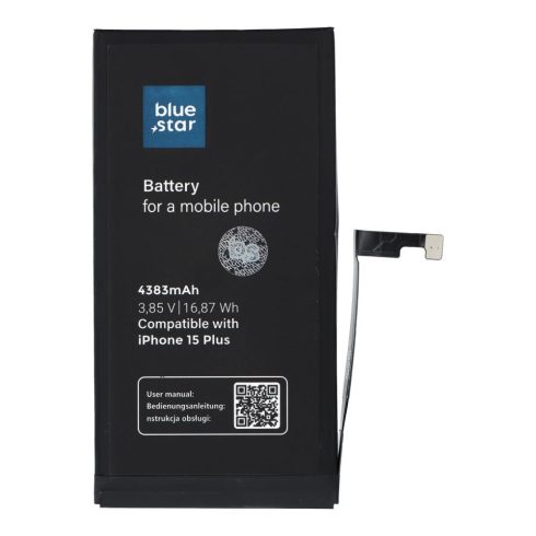 Akkumulátor iPhone 15 PLUS 4383 mAh Blue Star HQ készülékhez
