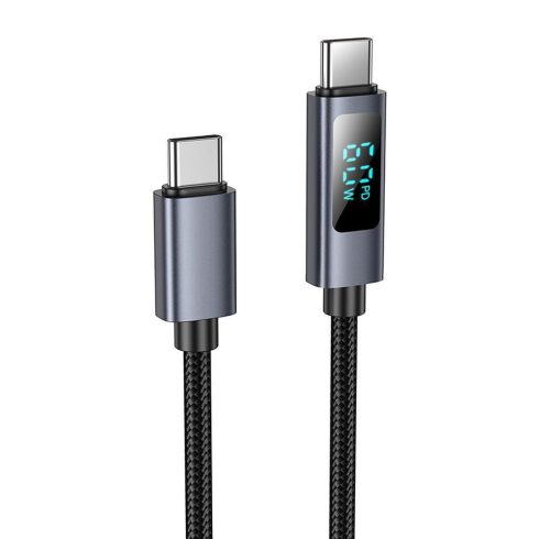 USB C kábel USB C Hoco 3A 60W kijelzővel 1 m X112 fekete