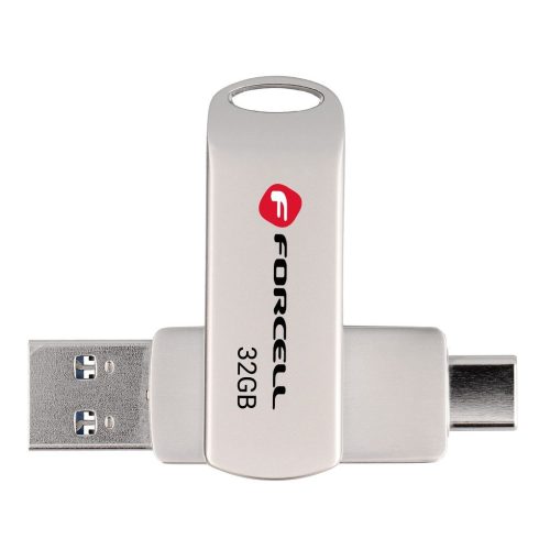 FORCELL F-DATA pendrive Metal Duo 32 GB USB3.2 Gen 1 (USB A / Type C) ezüst