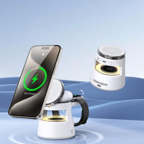 DUZZONA W23 5 az 1-ben mágneses vezeték nélküli töltőállomás Bluetooth hangszóróval