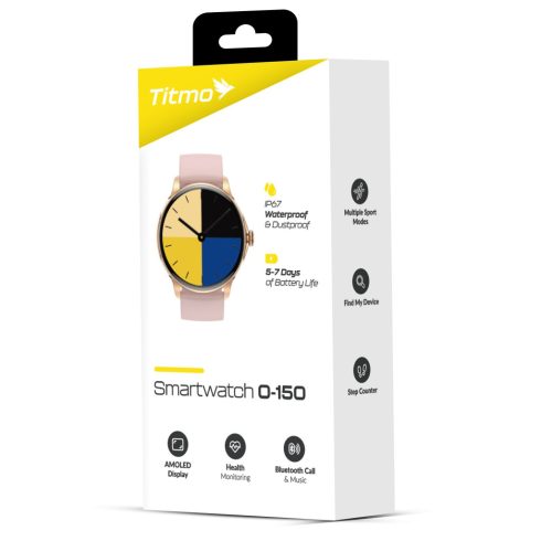 Okosóra TITMO O-150 (AMOLED, bluetooth hívás) rózsaszín