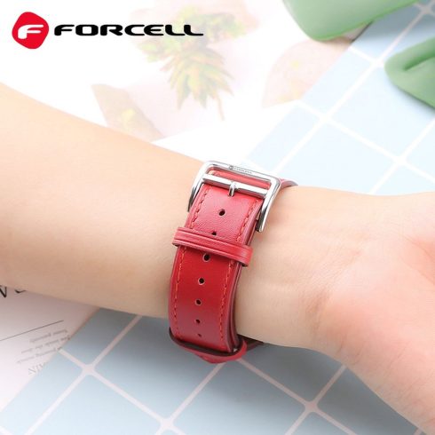 FORCELL F-DESIGN FA20 ökobőr szíj APPLE Watchhoz 38 / 40 / 41 mm piros