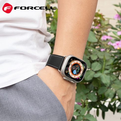 FORCELL F-DESIGN FA20 öko bőr szíj APPLE Watch 42 / 44 / 45 / 49 mm fekete