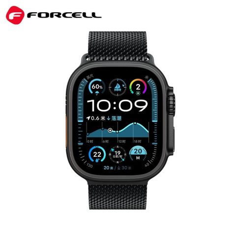FORCELL F-DESIGN FA11 rozsdamentes acél szíj APPLE Watchhoz 38 / 40 / 41 mm fekete