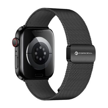   FORCELL F-DESIGN FA14 mágneses rozsdamentes acél szíj APPLE Watch 42 / 44 / 45 / 49 mm fekete