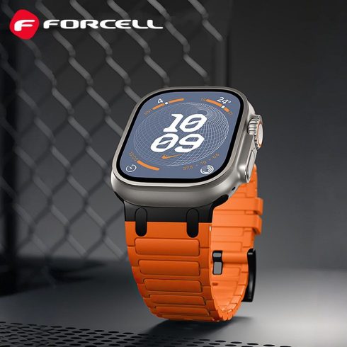 FORCELL F-DESIGN FA06 szilikon szíj APPLE Watchhoz 38 / 40 / 41 mm narancs