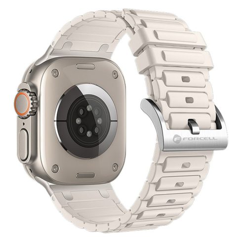FORCELL F-DESIGN FA06 szilikon szíj APPLE Watchhoz 42 / 44 / 45 / 49 mm fehér