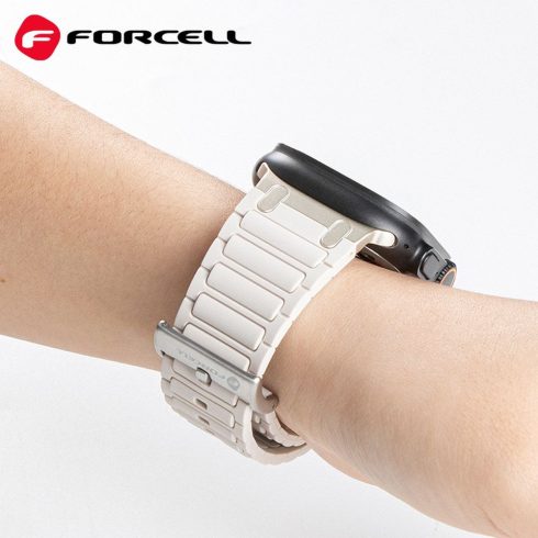 FORCELL F-DESIGN FA06 szilikon szíj APPLE Watchhoz 42 / 44 / 45 / 49 mm fehér