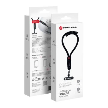   FORCELL F-DESIGN R10X40 wrist phone lanyard with adjustable length (max 20cm in the loop) black