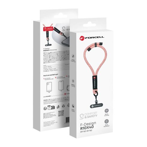 FORCELL F-DESIGN R10X40 csuklós telefon zsinór állítható hosszúsággal (max. 20 cm hurokban) rózsaszín fehér