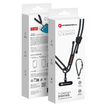   FORCELL F-DESIGN S10X165 crossbody telefon zsinór állítható hosszúsággal (max. 82,5 cm a hurokban) fekete