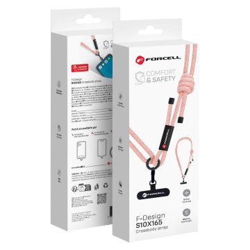   FORCELL F-DESIGN S10X165 crossbody phone lanyard with adjustable length (max 82,5cm in the loop) pink white