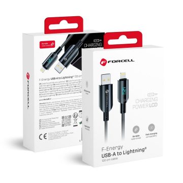   Cable USB A to Lightning Forcell F-Energy 2,4A 12W Digital 1,2 m C273 black