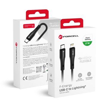   Cable USB C to Lightning Forcell F-Energy PD 3A 27W Silicone 1 m C346 black