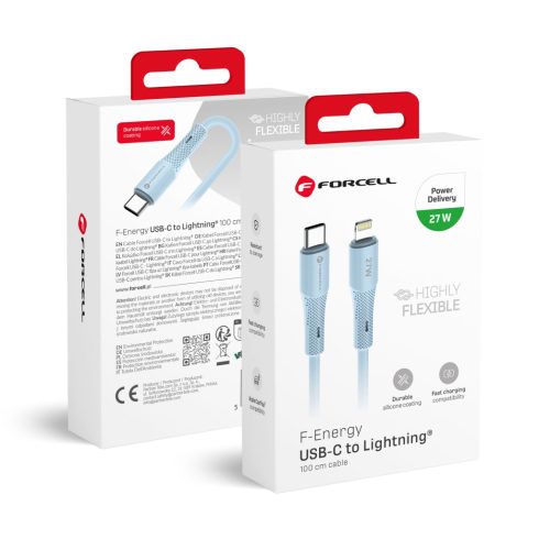 Cable USB C to Lightning Forcell F-Energy PD 3A 27W Silicone 1 m C346 blue