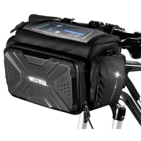 WILDMAN utazótáska kerékpár kormányhoz cipzárral 4L GS6 fekete