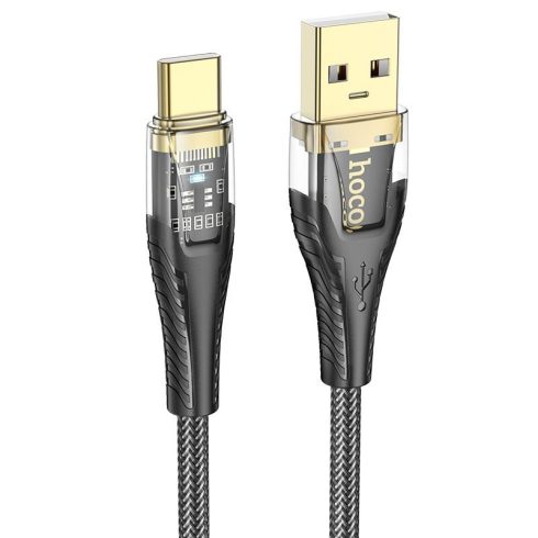 USB A kábel USB C Hoco 2,4A 1,2 m U121 fekete átlátszó
