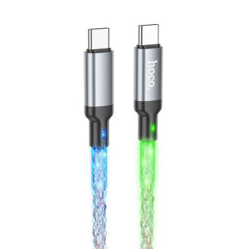 USB C kábel USB C Hoco 3A 60W LED 1 m U112 szürke