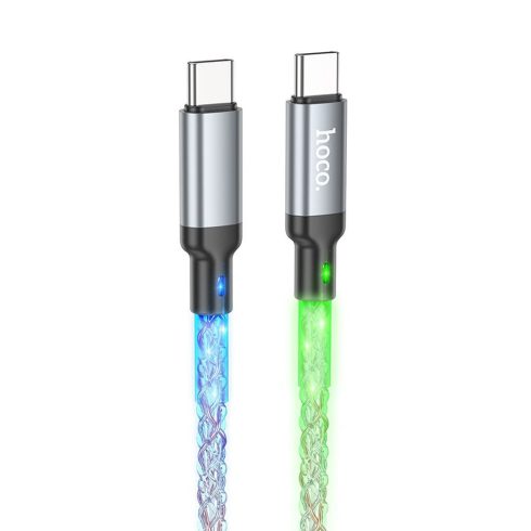 USB C kábel USB C Hoco 3A 60W LED 1 m U112 szürke