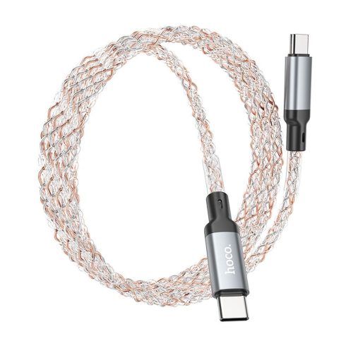 USB C kábel USB C Hoco 3A 60W LED 1 m U112 szürke
