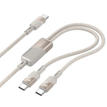   Kábel 2 az 1-ben USB C - USB C / USB C Hoco 5A 100 W 1,2 m U139 arany