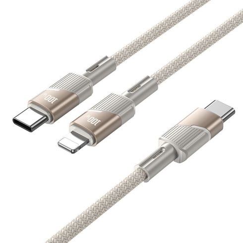 Kábel 2 az 1-ben USB C - USB C / USB C Hoco 5A 100 W 1,2 m U139 arany