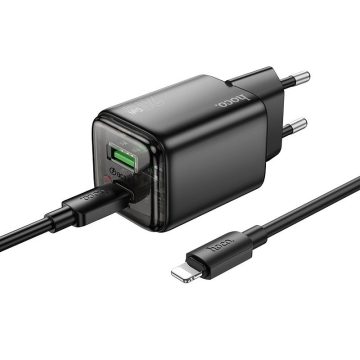   Telefontöltő Hoco USB A + USB C QC3.0 PD 3A 20W + kábel USB C a Lightning N52 fekete