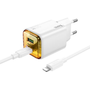   Telefontöltő Hoco USB A + USB C QC3.0 PD 3A 20W + kábel USB C Lightning N52 fehér