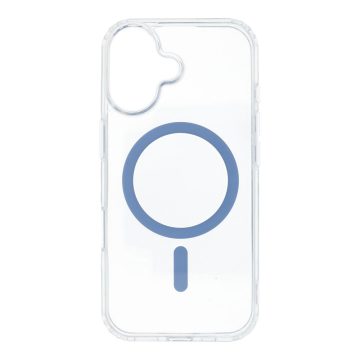  Case for iPhone 17 Drop Glue Colorful Ring Mag Cover compatible with MagSafe light blue
