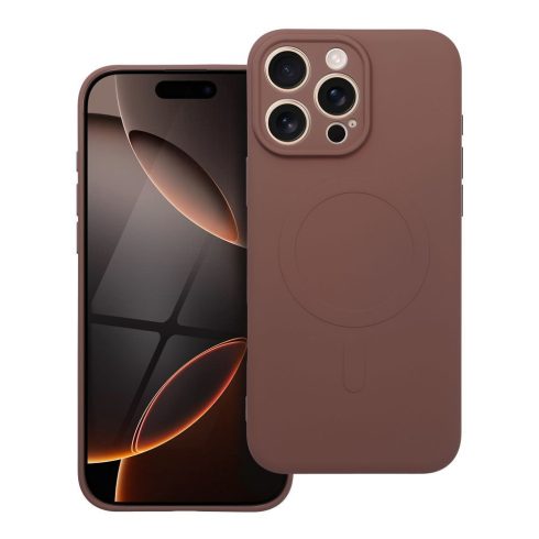 SILICONE MAG COVER case compatible with MagSafe for IPHONE 17 Pro Max brown