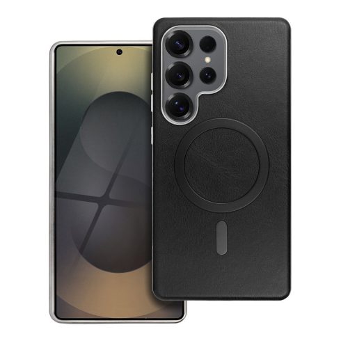 Samsung S25 FE Gentleman Mag Cover tok, amely kompatibilis a MagSafe fekete színnel