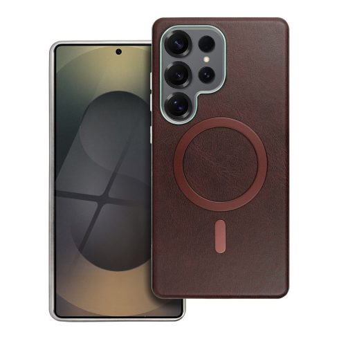 Samsung S25 FE Gentleman Mag Cover tok kompatibilis a MagSafe barna színnel