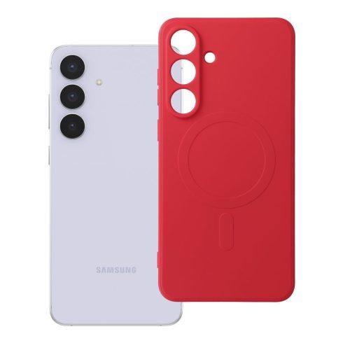 SILICONE MAG COVER case compatible with MagSafe for SAMSUNG S25 FE red