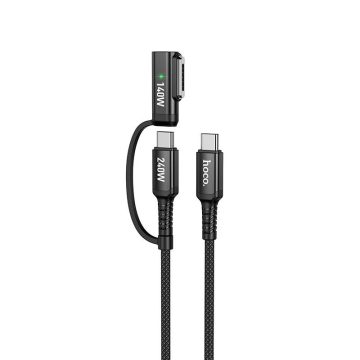   Kábel 2 az 1-ben USB C - USB C / Mag3 Hoco 240W 1,8 m U142 fekete