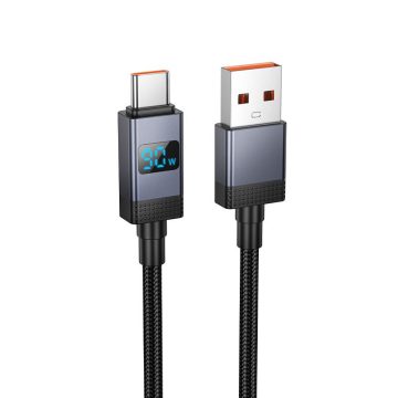 USB A - USB C Hoco 5A kábel 1 m X118 fekete kijelzővel