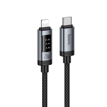   Adatkábel digitális kijelzővel USB C - Lightning Hoco PD 27W 1,2 m U148 fekete