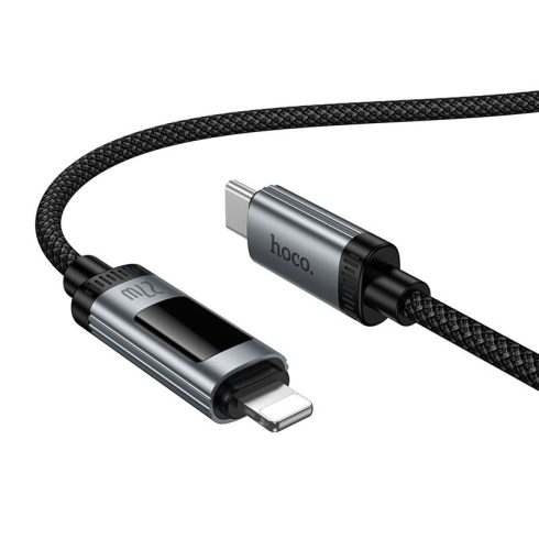 Adatkábel digitális kijelzővel USB C - Lightning Hoco PD 27W 1,2 m U148 fekete