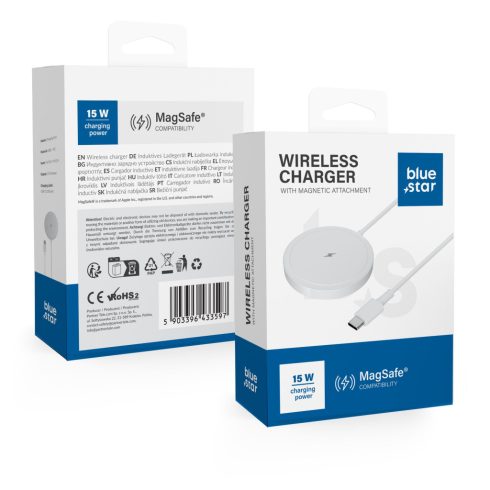 Vezeték nélküli töltő BLUE STAR Charing Pad 15w kompatibilis a MagSafe white-val