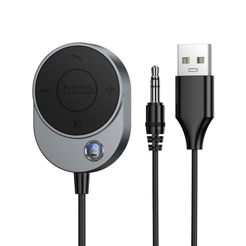 Vezeték nélküli autós vevő Hoco AUX Bluetooth kábellel Jack 3,5 mm E150 fémszürke