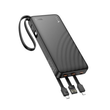   Powerbank Hoco 10000 mAh 2A with four built-in cables USB A + USB C+ Lightning + Micro USB J146 black
