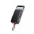 Powerbank 10000 mAh beépített kábellel USB C QC3.0 PD 2A 22,5W K1C W1189 fekete