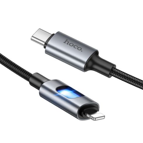 LED kábel USB C Lightning Hoco PD 27W-hoz 1,2 m U144 fekete