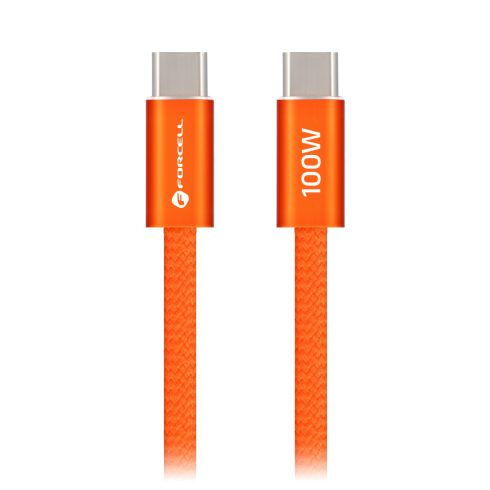 Cable USB C to USB C Forcell F-Energy QC4.0 PD 5A 100W Cafule Color 1,2 m ACYH23 orange
