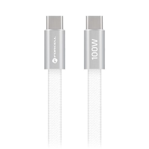 Cable USB C to USB C Forcell F-Energy QC4.0 PD 5A 100W Cafule Flat 1,2m CCFN23 white
