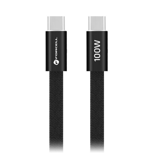 Cable USB C to USB C Forcell F-Energy QC4.0 PD 5A 100W Cafule Flat 1,2 m CCFN23 black