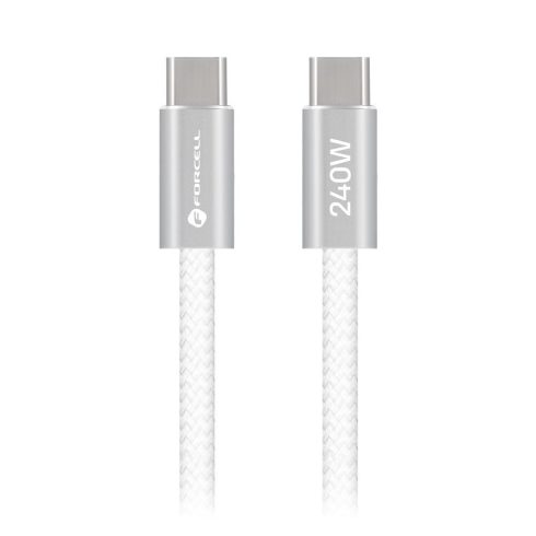 Cable USB C to USB C Forcell F-Energy QC4.0 PD 5A 240W Cafule Flat 1,2m CCFN23 white